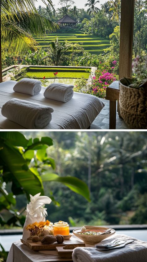 Indulge in a Taurus luxury retreat amidst Bali's lush rice terraces. Experience serene spa sessions, tropical blooms, indulgent cuisine, and soft natural lighting. Rice Terraces, Luxury Retreats, Natural Lighting, Soft Natural, Natural Light, Travel Destinations, Lush, Bali, Rice