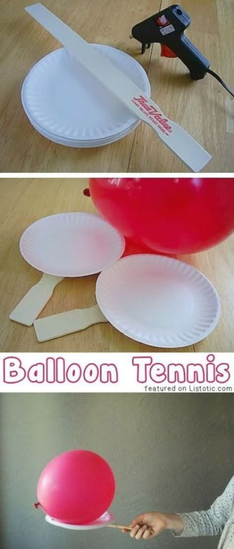 Balloon Tennis, Easy Indoor Activities, Summer Preschool Activities, Balloon Games, Diy Kids Games, Rainy Day Activities, Fun Crafts For Kids, Indoor Activities, Summer Crafts