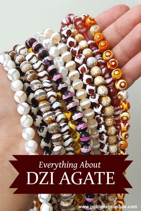 Everything About Dzi Agate | Golden Age Beads Free Jewelry Making Projects, Making Jewelry For Beginners, Love Jewelry, Diy Jewelry Findings, Jewelry Making Project, Jewelry Clasps, Beaded Bracelets Diy, Beaded Hoop Earrings, I Love Jewelry