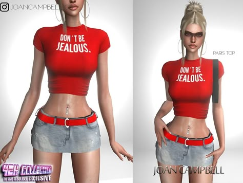 The Sims Resource - Paris TOP Sims 4 Cc Shorts Women, Sims 4 Low Rise Skirt, Sims 4 Mini Skirt Cc, Sims 4 Mini Skirt, Pleated Crop Top, Long Dress Patterns, Sims Clothes, Pelo Sims, The Sims 4 Packs