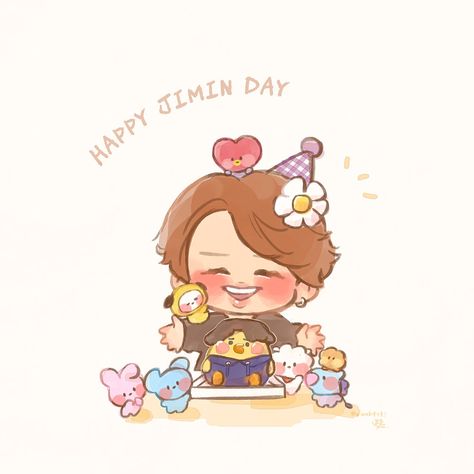 Jimin Chibi, Jimin Drawing, Happy Jimin Day, Happy Birthday Jimin, Jimin Cartoon, Jimin Cute Cartoon, Jimin Animated, Jimin Chibi Cute Fanart, Jimin Birthday