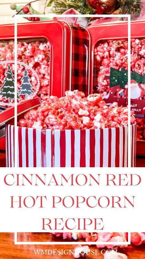 Cinnamon Popcorn Recipes, Popcorn Christmas Gifts, Popcorn Balls Recipe Easy, Christmas Popcorn Recipes, Cinnamon Sugar Popcorn, Cinnamon Hard Candy, Cookie Mix Jar, Cinnamon Popcorn, Kettle Popcorn