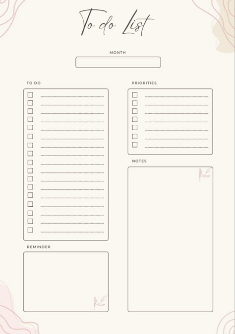 To Do Lists Aesthetic, To Do List Template, Memo Template, Do List, To Do List Notebook, Bullet Journal Ideas Templates, Planner Writing, Daily Planner Pages, Bullet Journal Design Ideas