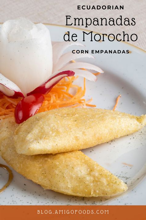 Whether you are lucky enough to try these empanadas on the streets of Quito or choose to fry them up in your own home, the taste of the empanada de morocho is not to be missed. The flaky crust, savory filling, and delectable sauces make the empanada de morocho an unforgettable culinary adventure. #ecuadorianfood #ecuador #recipes #empanadas #amigofoods Ecuador Recipes, Empanadas Recipe Colombian, Corn Empanadas, South American Empanadas, Venezuelan Empanadas, Bolivian Empanadas, Ecuadorian Empanadas, Ecuadorian Food, Egg Roll Recipes