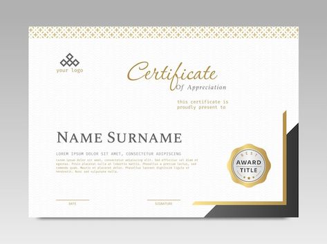 Vector modern design certificate templat... | Premium Vector #Freepik #vector #award-frame #certificate-pattern #certificate-border #certificate-frame Elegant Certificate Design, Ideas For Posters, Certificate Border, Certificate Of Appreciation, Award Certificates, Characters Inspiration Drawing, Characters Inspiration, Certificate Design, Certificate Templates