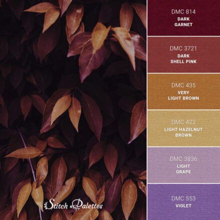 Red And Lavender Color Schemes, Mustard And Plum Color Palette, Stitch Pallets, Stitch Palette, Dark Academia Color Palette, Stitch Palettes, Purple Combination, Red Autumn Leaves, Color Cube