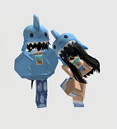 Shark Roblox Avatar, Cute Matching Roblox Avatars, Roblox Matching Outfits Boy And Girl, Roblox Matching Outfits Bf And Gf, Matching Fits Roblox Ideas, Roblox Couple Outfits, Roblox Avatars Matching, Matching Roblox Outfits Couple, Roblox Matching Fits