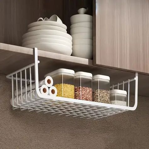 Under Shelf Storage, Organiser Cucina, Under Shelf Basket, Steel Storage Rack, Cookware Storage, Kitchen Shelves Organization, Shelf Baskets Storage, Kabinet Dapur, Iron Storage