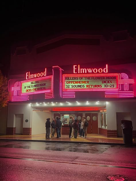 movie theater, old fashioned movie theater, nostalgic, rain, weather, halloween, aesthetic, college New York Movie Theater, Old Fashion Movie Theater, Old Fashioned Movie Theater, 90s Movie Theater, Old Movie Theater Photoshoot, Retro Movie Theater Aesthetic, Movie Scene Aesthetic, 80s Movie Theater, Old Movie Aesthetic