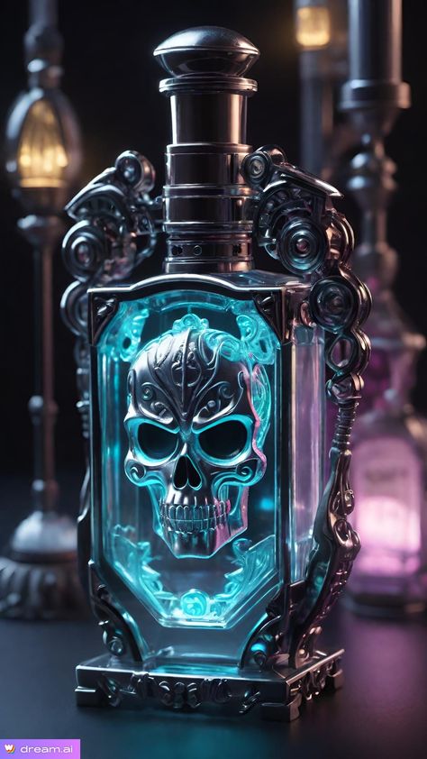 Potion Aesthetic Bottle, Fantasy Alcohol, Dark Potions Aesthetic, Potion Bottle Concept Art, Fantasy Poison Bottle, Halloween Potion Bottles, Magic Bottles, Gothic Wallpaper, Halloween Potions