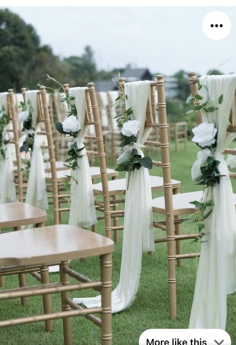 Braid Decorations, Foliage Wedding Decor, Chiavari Chairs Decor, Wedding Ceremony Chairs, Ceremony Chairs, Country Barn Weddings, Wedding Chair Decorations, Luxury Wedding Decor, Emerald Green Weddings