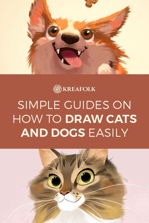 Drawing cats and dogs can be very challenging if you are not used to it. However, practices make it perfect, and here is a simple guide you can follow! Beautiful Dogs Breeds Unique, How To Draw Cartoon Animals, Cats Drawing Reference, Drawing Reference Cat, Drawing Tutorial Cat, Cat Dog Drawing, Simple Animal Drawings, Cat Eye Drawing, Cat Hand Drawing