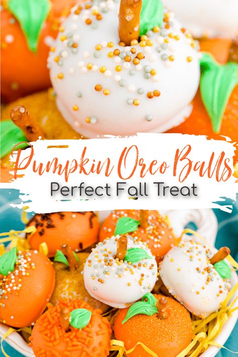 Pumpkin Oreo Balls Recipe, Pumpkin Oreo Truffles, Oreo Balls Pumpkin, Oreo Balls For Thanksgiving, Pumpkin Cookie Balls, Pumpkin Spice Oreo Balls, Oreo Pumpkin Balls, Fall Oreo Balls, Oreo Balls Thanksgiving