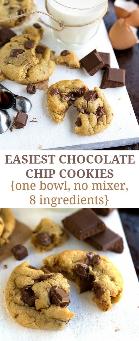 Easiest Half-Batch Chocolate Chip Cookies (One Bowl, No Mixer Required) | Chelsea's Messy Apron Rustic Desserts, Unhealthy Desserts, Small Batch Chocolate Chip Cookies, Chelsea's Messy Apron, Cookie Cakes, Easy Chocolate Chip Cookies, Choc Chip Cookies, Chewy Chocolate Chip, Chewy Chocolate Chip Cookies