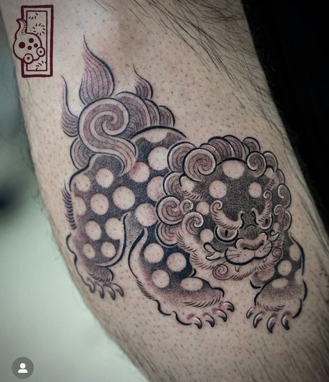 Cute Foo Dog Tattoo, Foo Dogs Tattoo Design, Foo Dog Traditional Tattoo, Foo Dogs Tattoo, Japanese Fu Dog Tattoo Design, Karajishi Tattoo, Japanese Foo Dog Tattoo Design, Japanese Dog Tattoo, Japanese Fu Dog