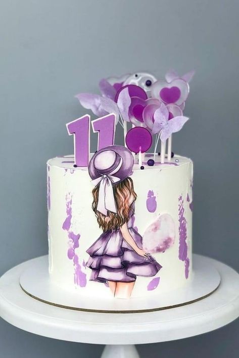 Cake 11 Birthday, Cake 11 Birthday Girl, Birthday Cake 11 Girl, 11 Birthday Cake, 12 Birthday Cake, Pink Birthday Cake Ideas, Cake Designs For Girl, Pink Birthday Cake, Teen Cakes