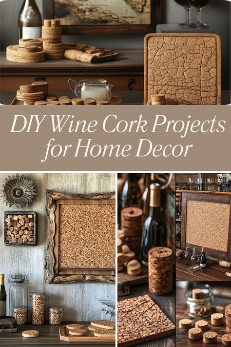 Repurpose wine corks into unique DIY home decor projects! Add a rustic and creative touch to your space. #WineCorkCrafts #DIYHomeDecor #UpcycledProjects Cork Picture Frame, Wine Cork Decorations, Wine Cork Art Diy Wall Decor, Cork Projects Ideas, Wine Cork Trivet Diy, Wine Cork Wall Art, Wine Cork Projects Diy, Cork Art Projects, Diy With Corks