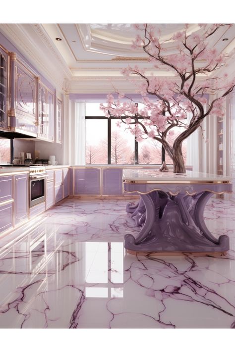 you can turn your kitchen into a space that’s as imaginative and delightful as these pictures suggest. Purple Room Design, Purple Interior Design, Luxury Kitchen Ideas, Kitchen Organization Ideas, Purple Home Decor, Home Organization Ideas, Purple Kitchen, Dream Kitchens Design, Furniture Details Design