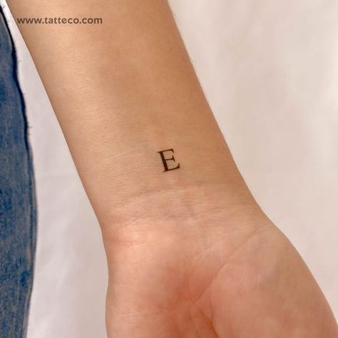 E Serif Capital Letter Temporary Tattoo - Set of 3 Fonts for tattoos #fontsfortattoos tattoo #tattoo tattoos #tattoos fonts #fonts font #font 10.57 Letter E Finger Tattoo, E Letter Tattoo, E Initial Tattoo, E Tattoo Letter, Single Letter Tattoo, Letter E Tattoo, E Tattoos, Initial Tattoo Ideas, Vertical Tattoo