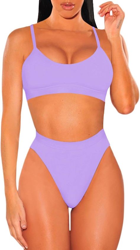 Plus Size High Waisted Bikinis, White Bathing Suit, Purple Bras, High Cut Swimsuit, Suit White, Cheeky Bikinis, Swimsuit Cover, Shoes Jewelry, Crop Tops Women