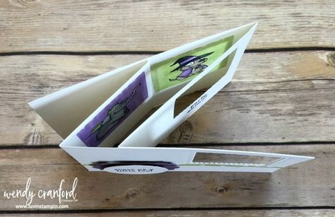 Peek A Boo Card Tutorial, Peek A Boo Cards Ideas, Peek A Boo Card, Stampin Up Tutorials Videos, Boo Cards, Fancy Fold Card Tutorials, Slider Cards, Card Folds, Flip Cards