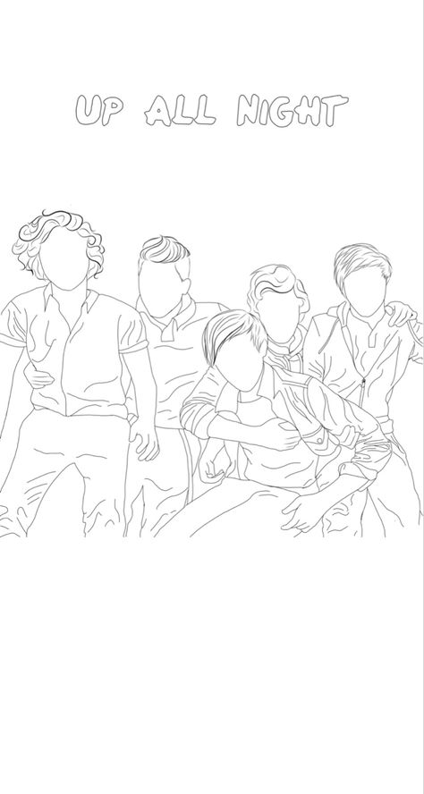 One Direction Outline Drawing, One Direction Drawing Ideas, One Direction Outline, One Direction Up All Night, 1d Drawings, One Direction Tattoos, One Direction Collage, One Direction Drawings, One Direction Art