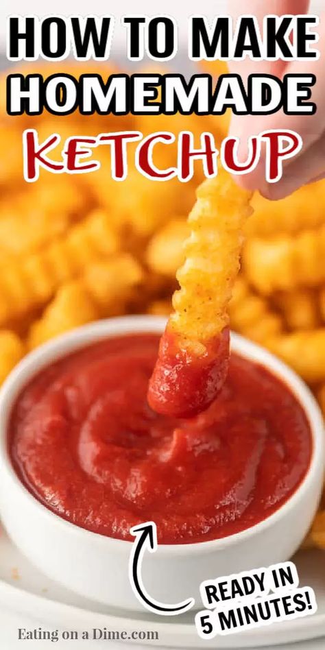 Diy Ketchup, Homemade Tomato Ketchup, Homemade Ketchup Recipes, Ketchup Recipe, Homemade Ketchup, Homemade Sauce Recipes, Homemade Condiments, Condiment Recipes, Homemade Sauce