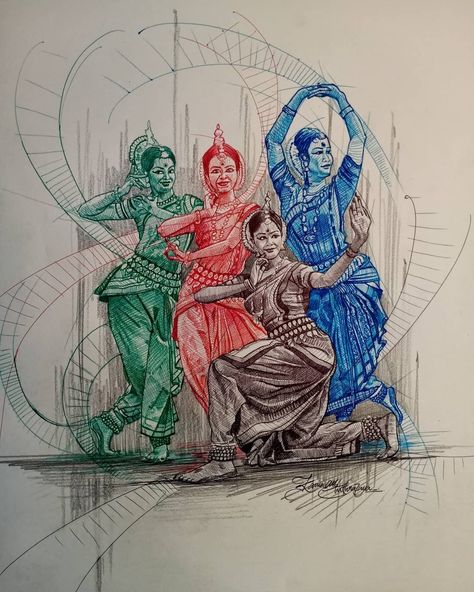 Instagram Ball Pen Drawing, Loved Drawing, Ballpoint Pen Art, Pen Art Work, Dancing Drawings, Dance Paintings, Pencil Sketch Images, Pen Art Drawings, Psy Art