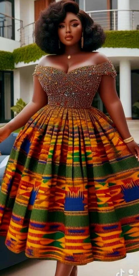 Wedding African Attire, Wedding Thanksgiving Dress Ghana, Ghana Traditional Wear, Kente Styles Ghana Women, Chitenge Dresses Classy, Kente Dress Styles Classy, Material Styles For Ladies, Kente Dresses, African Dress Patterns