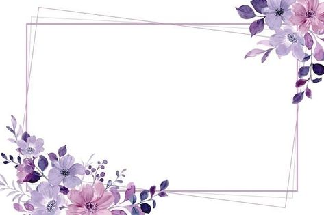 Purple Flower Border, Purple Flowers Background, Purple Flower Frame, Leaves Template, Marco Floral, Purple Flower Background, Purple Flowers Garden, Yellow Rose Flower, Flower Background Design