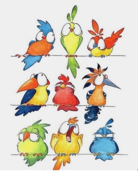 Doofus Birdie, Funny Birds Drawing, Cartoon Birds Cute, Bird Drawings Easy, Cartoon Bird Drawing, Whimsical Art Paintings, Cartoon Birds, Whimsical Paintings, Funny Birds