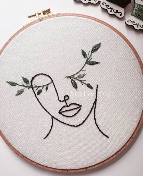 Embroidered Canvas Art, One Line, Textile Art Embroidery, Simple Embroidery Designs, Hand Embroidery Kit, Pola Sulam, Embroidery Flowers Pattern, Embroidery On Clothes, Cute Embroidery