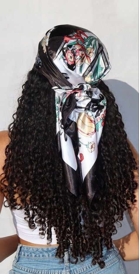 Hair Scarf Styles, Hair Scarf, Long Curly Hair, Curly Girl, Long Curly, Curly Hairstyles, Scarf Styles, Hair Goals, My Hair