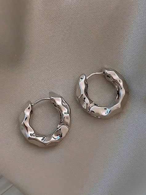 1 Pair Elegant Alluring Round Shape Earrings, 18K Plated, Thickness 0.03μm Silver Casual   Copper     Women Fashion Jewelry, size features are:Bust: ,Length: ,Sleeve Length: Watches Women Fashion, Womens Watches, Ear Cuff, Women's Earrings, Women Fashion, Hoop Earrings, Fashion Jewelry, Plating, Women Jewelry