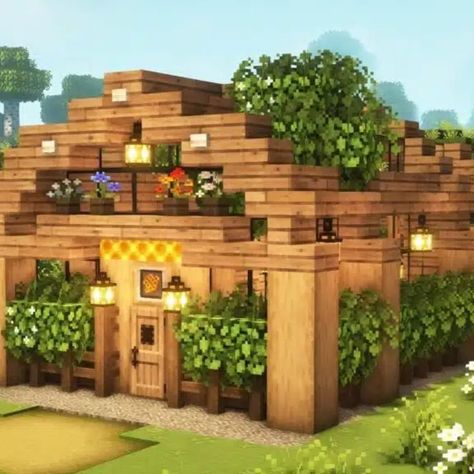 Cottagecore Bee House Minecraft, Bee Sanctuary Minecraft Build, Bee Garden Minecraft, Minecraft Ideas Cottagecore, Beehive Minecraft Ideas, Minecraft Honey House, Bee Enclosure Minecraft, Bee Hive Minecraft, Minecraft Honey Farm