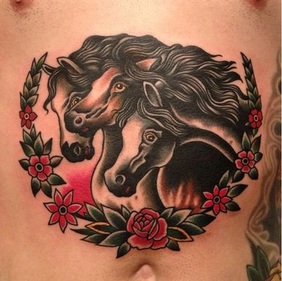 Paul Dobleman, Spider Murphy's Tattoo in San Rafael, CA Traditional Tattoo Horse, American Classic Tattoo, Paul Dobleman, Worlds Best Tattoos, Western Tattoos, Horse Tattoo, Tattoo Magazines, Classic Tattoo, Traditional Tattoos