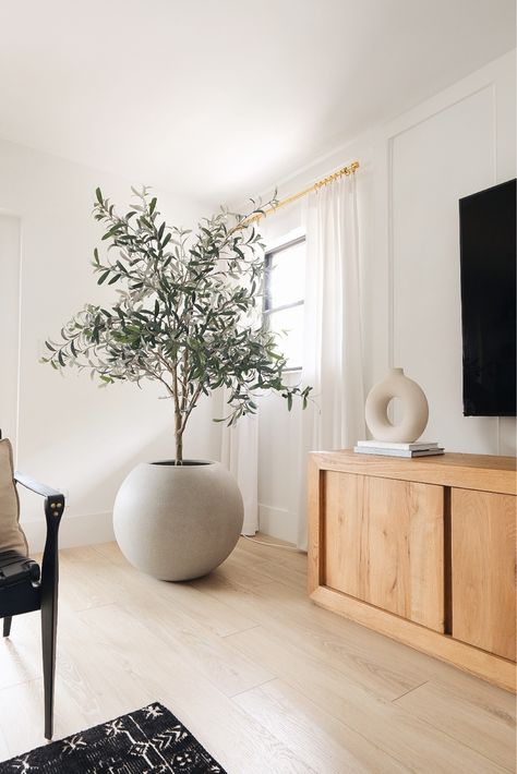 Large White Floor Vase, Large Plant Vases Indoor, Modern Indoor Plants Decor, Indoor Vase Decor, Large White Vases Decor Ideas, Large Round Vase, Big Flower Vase Home Decor, Planters For Living Room, Large Indoor Planters Pots Living Rooms