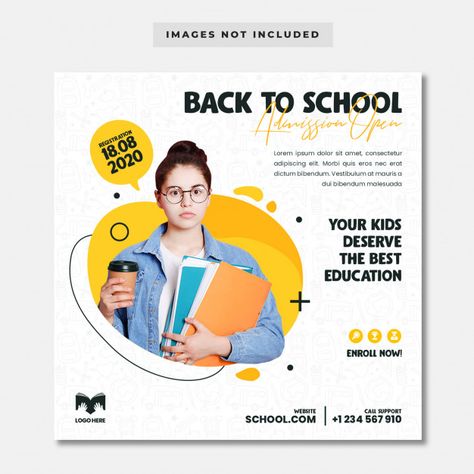 School Post Design, Back To School Social Media Design, Education Graphic Design, School Admission Poster Design, School Admissions Poster, School Social Media Post, Rollup Design, School Post, Back To School Design