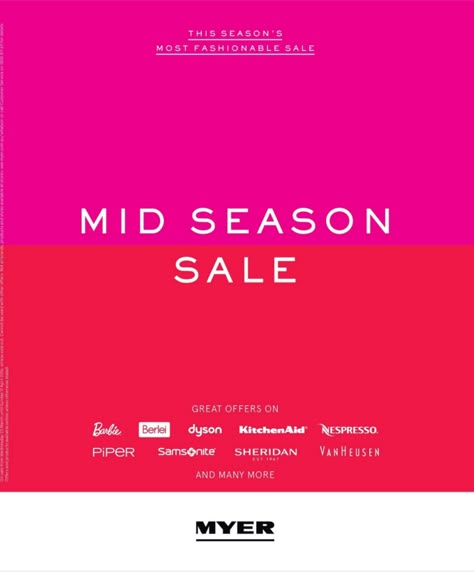 Myer Catalogue Mid Season Sale 22 - 30 Mar 2016 Mid Year Sale Poster, Sale Design Graphics Ideas, Fashion Banners, Edm Ideas, Mid Year Sale, Sale Signage, Google Banner, Mid Season Sale, Fashion Newsletter