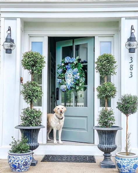 Blue and White Decor (132+ Pieces I Love on Amazon!) - The Inspired Room Green Doors, Grand Millennial Style, Green Front Doors, Blue Front Door, Victoria Magazine, Green Door, French Cottage, Blue Door, New Month