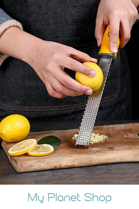 Once you try one of these colourful and stylish graters, you will wonder how you managed before. The professional standard blade is sharp and durable and the ergonomically designed, anti-slip handle is designed to protect your hands. This handy kitchen utensil will make grating and zesting a whole range of ingredients an absolute cinch. #Ergonomic #grater #zester #MyPlanetShop Ginger Chocolate, Garlic Grater, Lemon Zester, Chocolate Nuts, Cheese Grater, Cooking Accessories, Chocolate Shavings, Kitchen Utensil, Stainless Steel 304