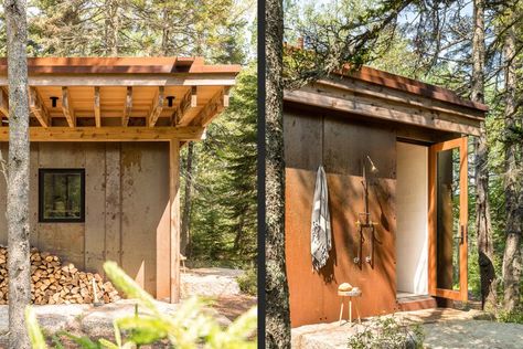 Winkelman Architecture, Pool House Storage, Board Formed Concrete, House Storage, Colorado House, Tiny Cabins, Residential Architect, Exterior Inspiration, Granite Stone