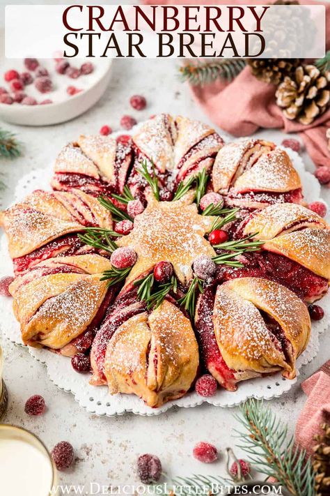 Cranberry Orange Star Bread, Chocolate Star Bread Pantry Mama, Star Cinnamon Rolls, Cranberry Blueberry Bread, Best Cranberry Bread Recipe, Winter Solstice Bread, Christmas Bread Basket, Christmas Star Bread Recipe, Savory Star Bread