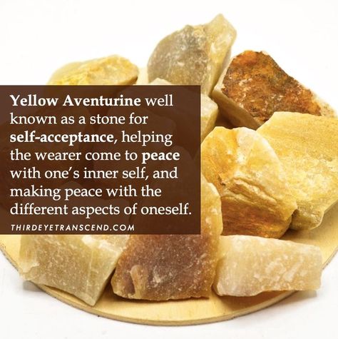 ThirdEyeTranscend on Instagram: “Yellow #Aventurine is known as the great stone for self-acceptance 🙌🌻 .... .... .... .... .... #thirdeyetranscend #crystallife…” Yellow Aventurine, Crystals Healing Properties, Crystal Healing Stones, Self Acceptance, Crystal Gems, Third Eye, Healing Stones, Crystals And Gemstones, Crystal Healing