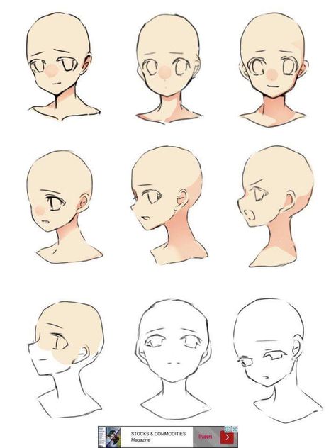 Anime Headshot Poses Reference, Anime Head Reference, Anime Head Shapes, Cute Sketchbooks, Drawing Body Poses, Human Anatomy Drawing, Body Drawing Tutorial, Manga Drawing Tutorials, Creative Drawing Prompts