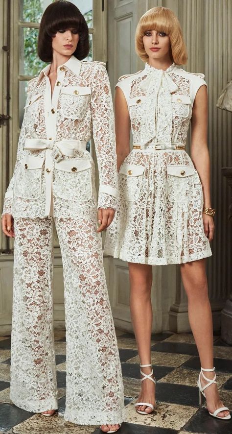 White Lace Dresses, Mode Kimono, Lace Pants, White Set, Zuhair Murad, Lace Dresses, Fashion Images, Lace Fashion, Fashion Line