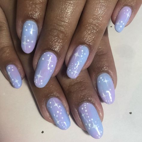 Queen Of Kawaii Nails on Instagram: “Pastel galaxy on natural nails ✨” Pastel Nail Ideas Acrylic, Pastel Press On Nails, Pastel Sky Nails, Pastel Galaxy Nails, Pastel Pink And Blue Nails, Simple Pastel Nails, Star And Moon Nails, Pastel Goth Nails, Celestial Nails