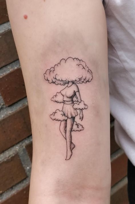 Cloud Tattoo Design, Cloud Tattoo, Silhouette Tattoos, Head In The Clouds, Line Art Tattoos, Line Work Tattoo, Head Tattoos, Dainty Tattoos, Subtle Tattoos