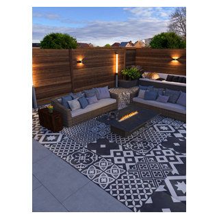 Victorian Mix Decor Outdoor Paving Slabs - Modern - Landscape - Hertfordshire - by Royale Stones | Houzz NZ Lawn Tiles Ideas, Outdoor Tiled Patio, Courtyard Ideas On A Budget, Backyard Flooring Ideas, Terrace Tiles Outdoor, Luxury Patio Design, Garden Paving Ideas, Brick Effect Wall Tiles, Garden Entertaining