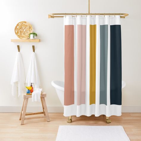 Modern Cabana, Stripe Shower Curtain, Striped Chair, Striped Shower Curtains, Country Cabin, Custom Bathroom, Patterned Shower Curtain, Ticking Stripe, Deck Chairs